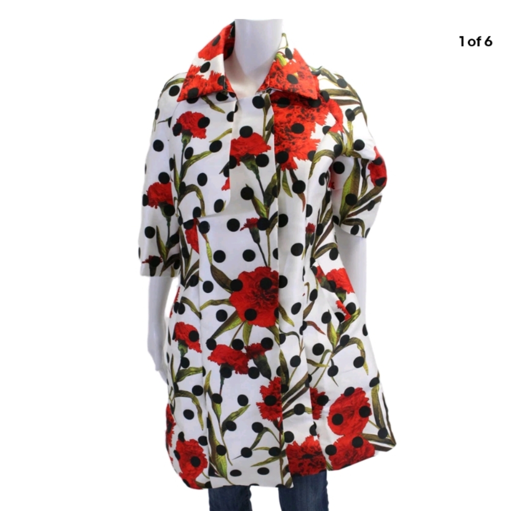 Gracia Red and Black Floral Coat